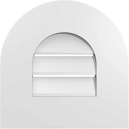 Ekena Millwork Round Top Surface Mount PVC Gable Vent: Functional, w/ 3-1/2"W x 1"P Standard Frame, 14"W x 14"H GVPRT14X1401SF